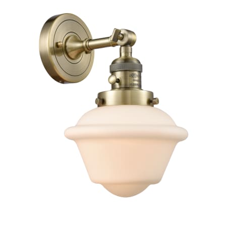 A large image of the Innovations Lighting 203SW Small Oxford Antique Brass / Matte White