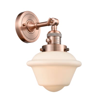 A large image of the Innovations Lighting 203SW Small Oxford Antique Copper / Matte White Cased