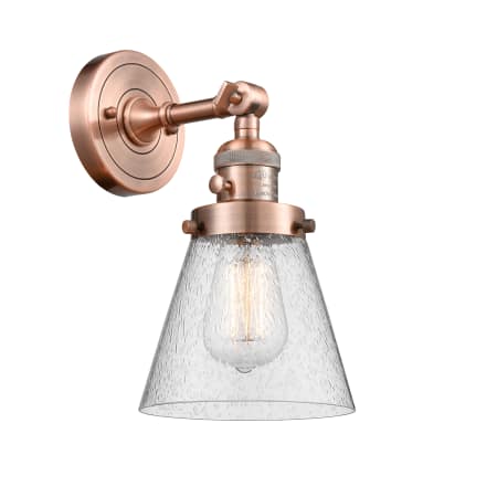 A large image of the Innovations Lighting 203SW Small Cone Antique Copper / Seedy