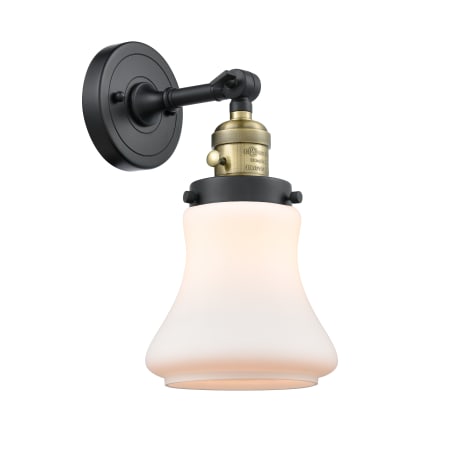 A large image of the Innovations Lighting 203SW Bellmont Black Antique Brass / Matte White