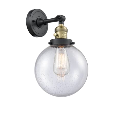 A large image of the Innovations Lighting 203SW-8 Beacon Black Antique Brass / Seedy