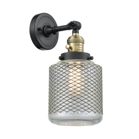 A large image of the Innovations Lighting 203SW Stanton Black Antique Brass / Wire Mesh