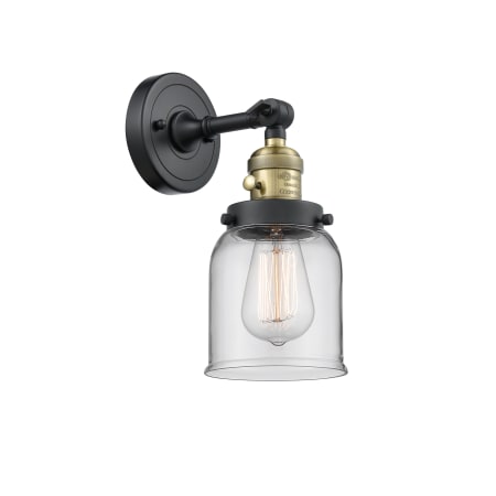 A large image of the Innovations Lighting 203SW Small Bell Black Antique Brass / Clear