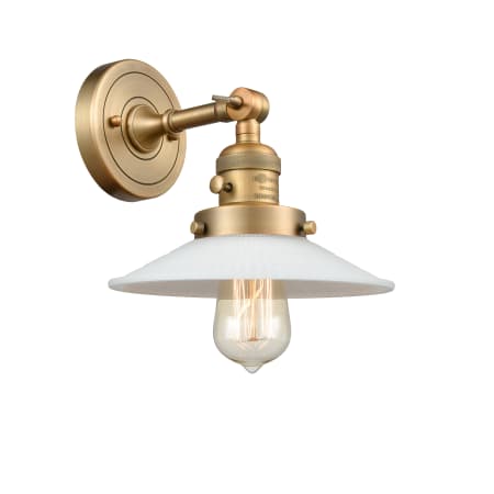 A large image of the Innovations Lighting 203SW Halophane Brushed Brass / Matte White