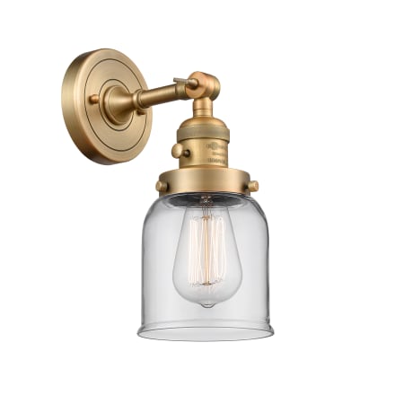 A large image of the Innovations Lighting 203SW Small Bell Brushed Brass / Clear