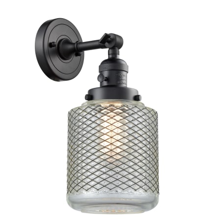 A large image of the Innovations Lighting 203SW Stanton Matte Black / Wire Mesh