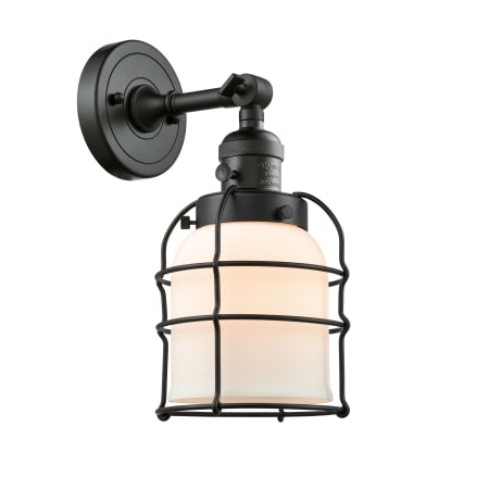 A large image of the Innovations Lighting 203SW Small Bell Cage Matte Black / Matte White