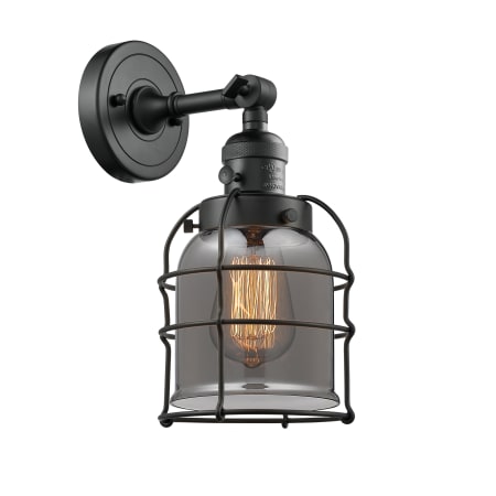 A large image of the Innovations Lighting 203SW Small Bell Cage Matte Black / Smoked