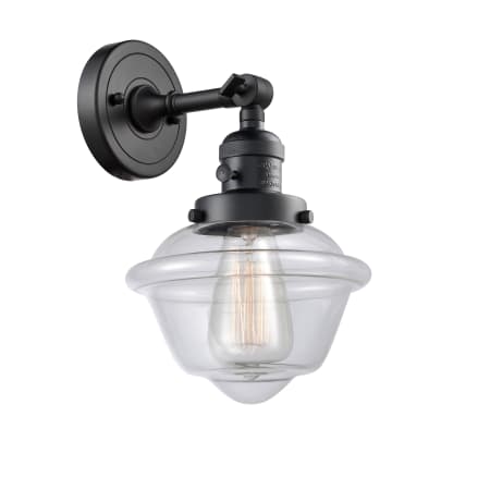 A large image of the Innovations Lighting 203SW Small Oxford Matte Black / Clear