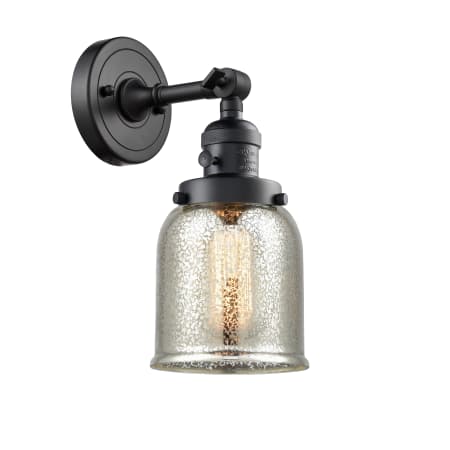 A large image of the Innovations Lighting 203SW Small Bell Matte Black / Silver Plated Mercury