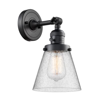 A large image of the Innovations Lighting 203SW Small Cone Matte Black / Seedy