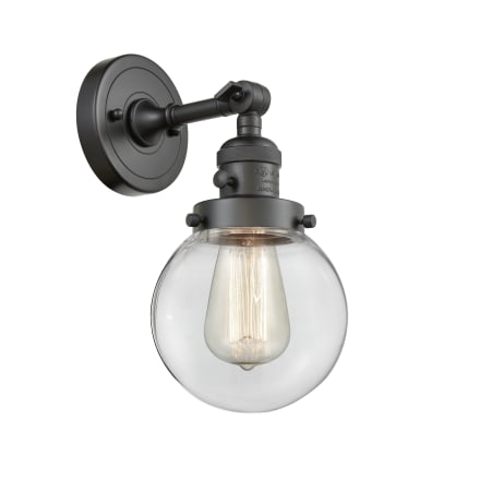 A large image of the Innovations Lighting 203SW-6 Beacon Oil Rubbed Bronze / Clear