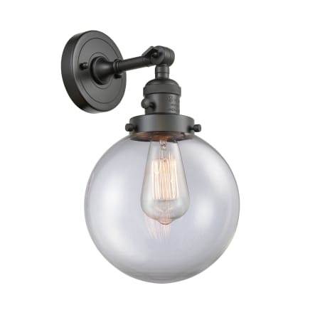 A large image of the Innovations Lighting 203SW-8 Beacon Oil Rubbed Bronze / Clear