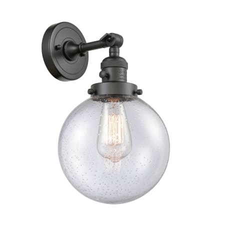 A large image of the Innovations Lighting 203SW-8 Beacon Oil Rubbed Bronze / Seedy