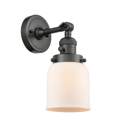 A large image of the Innovations Lighting 203SW Small Bell Oil Rubbed Bronze / Matte White