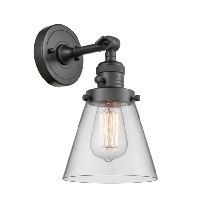 A large image of the Innovations Lighting 203SW Small Cone Oil Rubbed Bronze / Clear