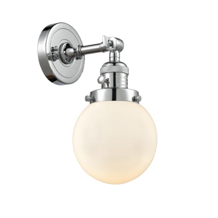 A large image of the Innovations Lighting 203SW-6 Beacon Polished Chrome / Matte White