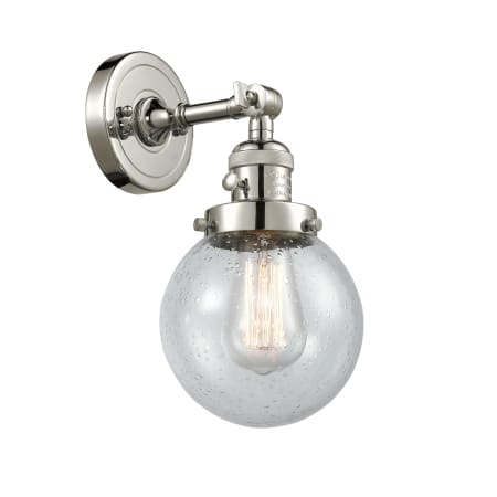 A large image of the Innovations Lighting 203SW-6 Beacon Polished Nickel / Seedy