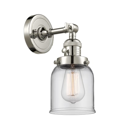 A large image of the Innovations Lighting 203SW Small Bell Polished Nickel / Clear