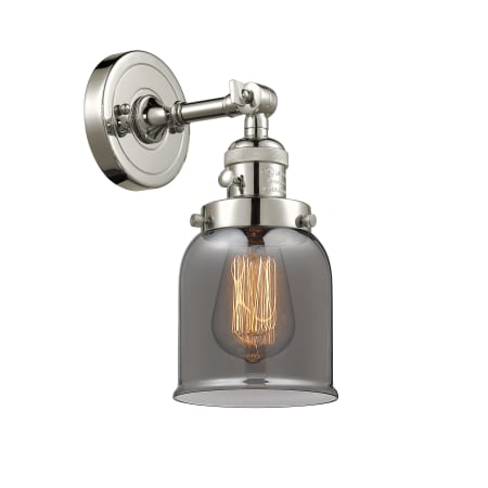 A large image of the Innovations Lighting 203SW Small Bell Polished Nickel / Plated Smoked