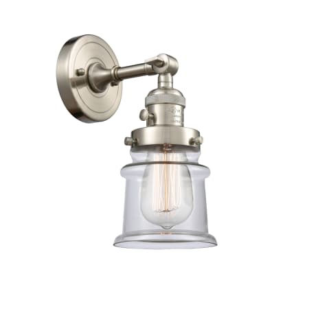 A large image of the Innovations Lighting 203SW Small Canton Brushed Satin Nickel / Clear