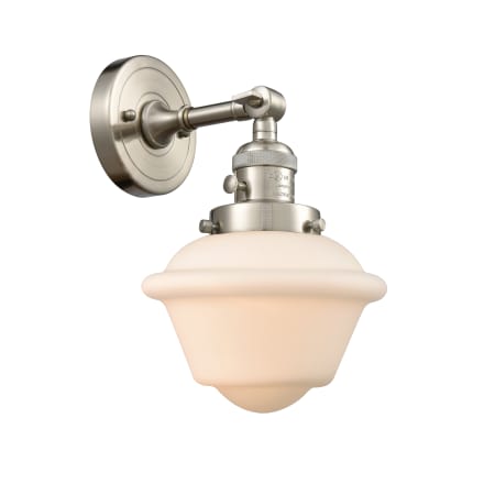 A large image of the Innovations Lighting 203SW Small Oxford Brushed Satin Nickel / Matte White