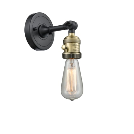 A large image of the Innovations Lighting 203SWNH Bare Bulb Black Antique Brass