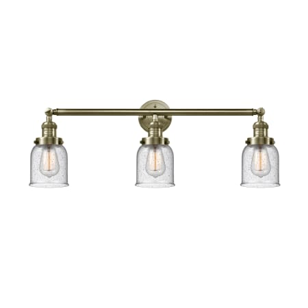 A large image of the Innovations Lighting 205-S Small Bell Antique Brass / Seedy