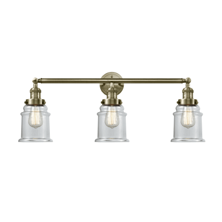 A large image of the Innovations Lighting 205-S Canton Antique Brass / Clear