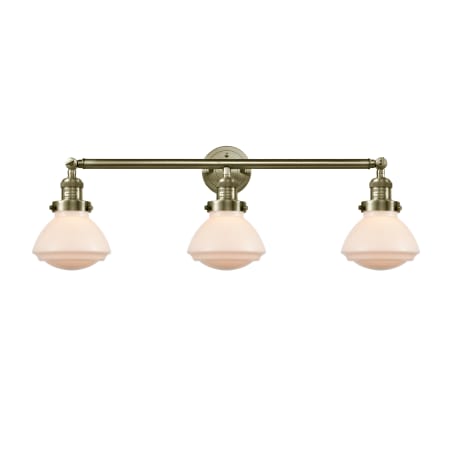 A large image of the Innovations Lighting 205 Olean Antique Brass / Matte White