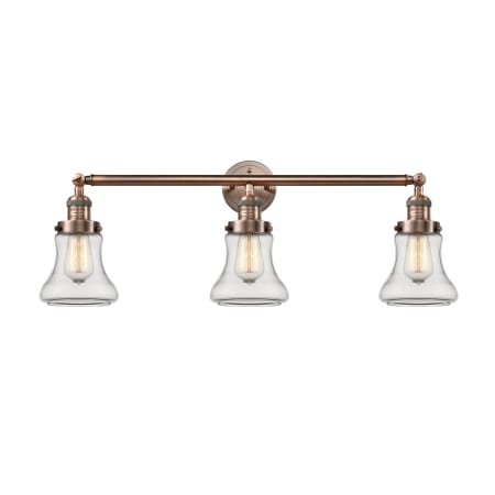 A large image of the Innovations Lighting 205-S Bellmont Antique Copper / Clear