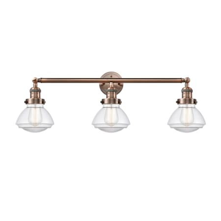 A large image of the Innovations Lighting 205 Olean Antique Copper / Clear