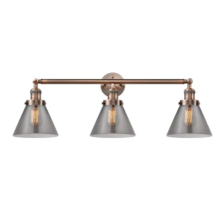 A large image of the Innovations Lighting 205-S Large Cone Antique Copper / Smoked