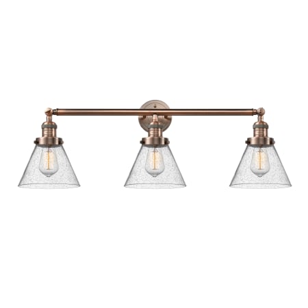 A large image of the Innovations Lighting 205-S Large Cone Antique Copper / Seedy