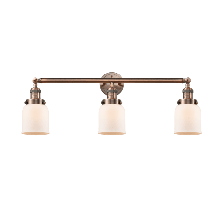 A large image of the Innovations Lighting 205-S Small Bell Antique Copper / Matte White Cased