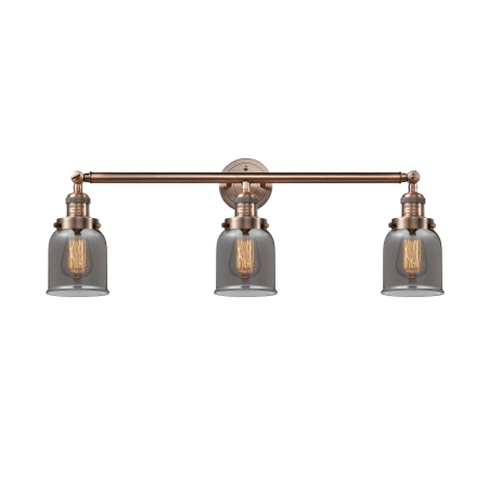 A large image of the Innovations Lighting 205-S Small Bell Antique Copper / Plated Smoked