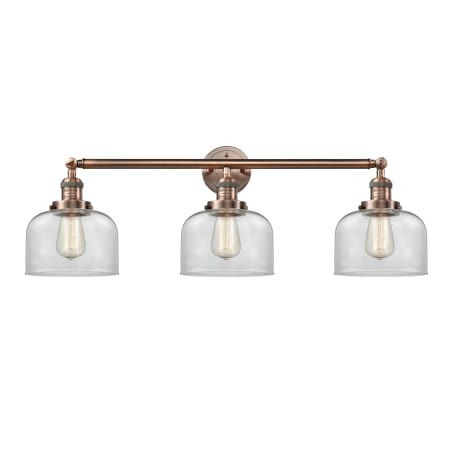 A large image of the Innovations Lighting 205-S Large Bell Antique Copper / Clear