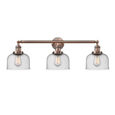 A large image of the Innovations Lighting 205-S Large Bell Antique Copper / Seedy