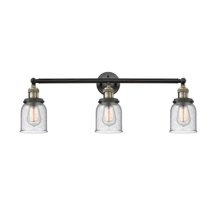 A large image of the Innovations Lighting 205-S Small Bell Black Antique Brass / Seedy