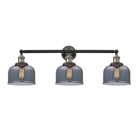 A large image of the Innovations Lighting 205-S Large Bell Black Antique Brass / Plated Smoked