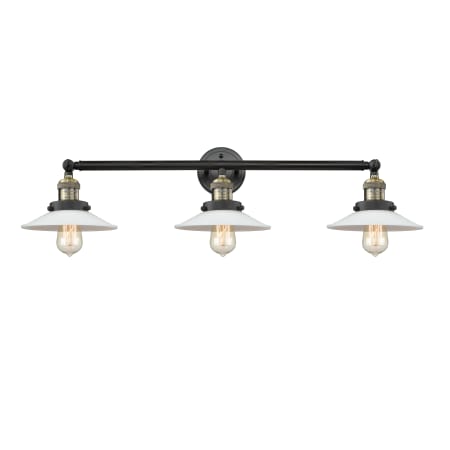 A large image of the Innovations Lighting 205-S Halophane Black Antique Brass / Matte White