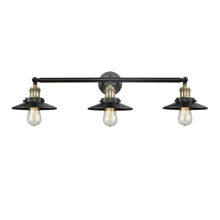 A large image of the Innovations Lighting 205-S Railroad Black Antique Brass / Matte Black