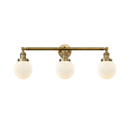 A large image of the Innovations Lighting 205-S-6 Beacon Brushed Brass / Matte White