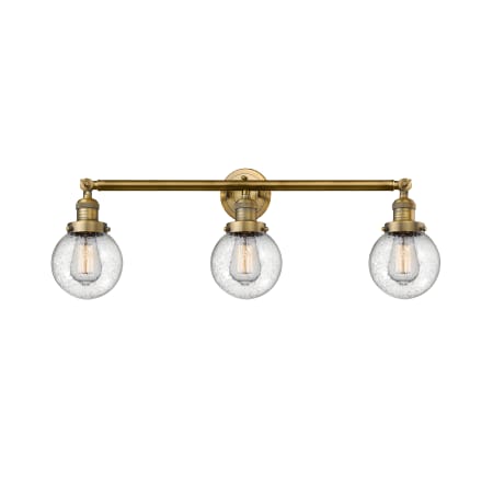 A large image of the Innovations Lighting 205-S-6 Beacon Brushed Brass / Seedy