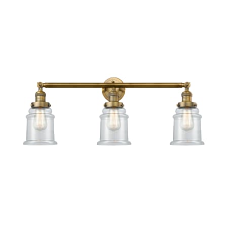 A large image of the Innovations Lighting 205-S Canton Brushed Brass / Clear