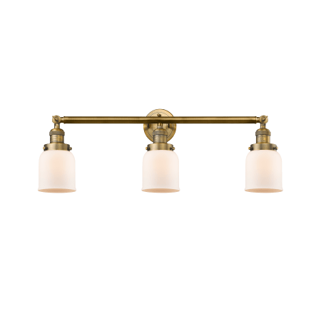 A large image of the Innovations Lighting 205-S Small Bell Brushed Brass / Matte White