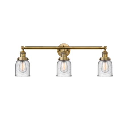 A large image of the Innovations Lighting 205-S Small Bell Brushed Brass / Seedy