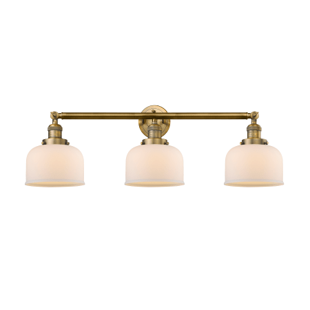 A large image of the Innovations Lighting 205-S Large Bell Brushed Brass / Matte White