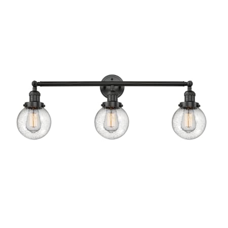 A large image of the Innovations Lighting 205-S-6 Beacon Matte Black / Seedy