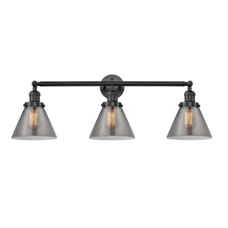 A large image of the Innovations Lighting 205-S Large Cone Matte Black / Smoked